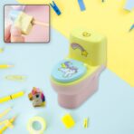 Novelty Toilet Stationery Set (2 Pc) | Fun Desk Organizer & Functional Eraser Holder | Practical Gift for Kids, Students & Adults - Image 2