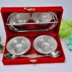 Silver-Plated Brass Bowl & Spoon Set with Velvet Gift Box - Image 3