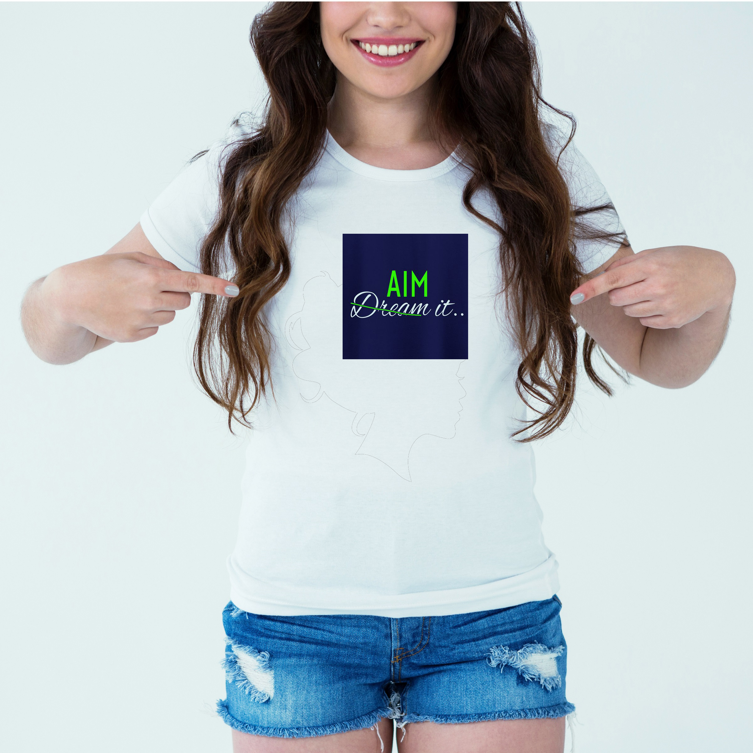 Mockup-Girl-aimit.jpg Designer Printed T-Shirt :: Design type - Aim It - Cloth type : Polyester - Image 1