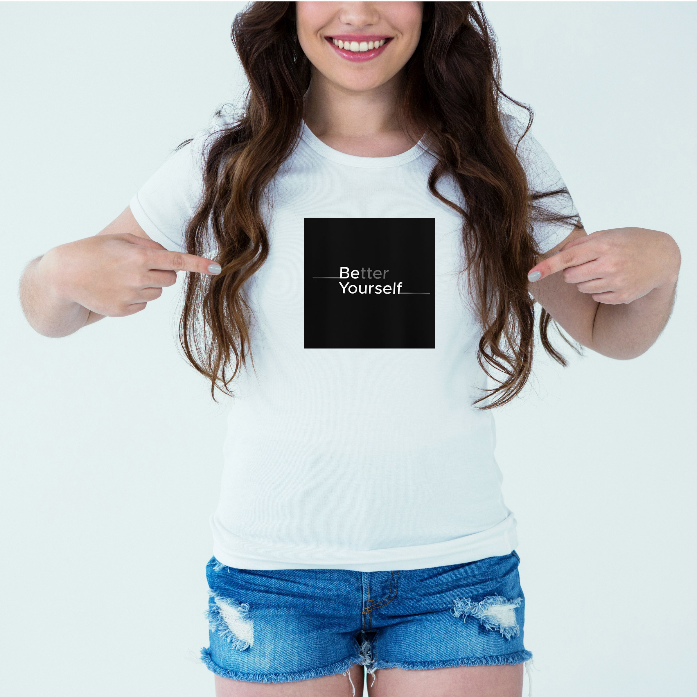 Mockup-Girl-betteryourself.jpg Designer Printed T-Shirt :: Design type - Better Yourself - Cloth type : Polyester - Image 1