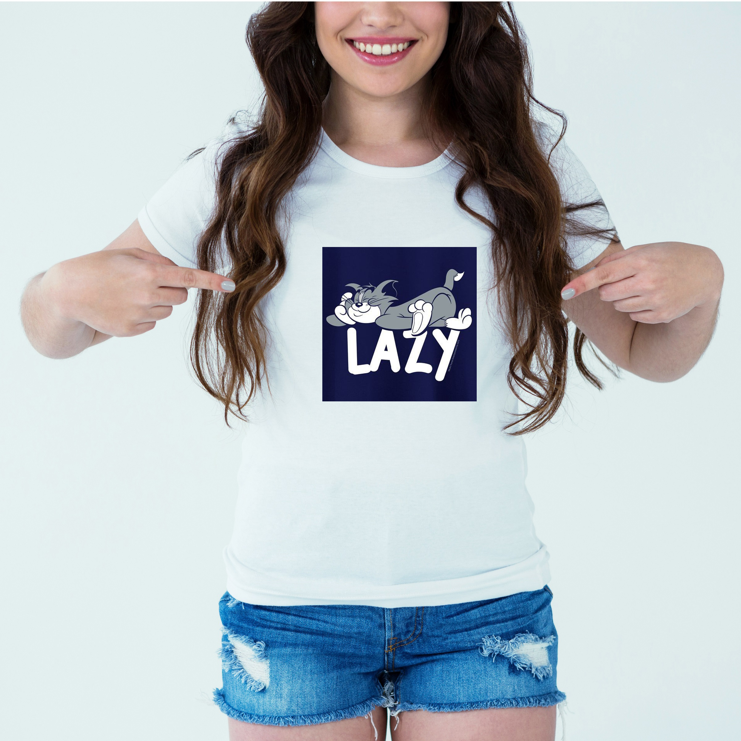 Mockup-Girl-lazy.jpg Designer Printed T-Shirt :: Design type - Lazy - Cloth type : DOT-KNIT - Image 1