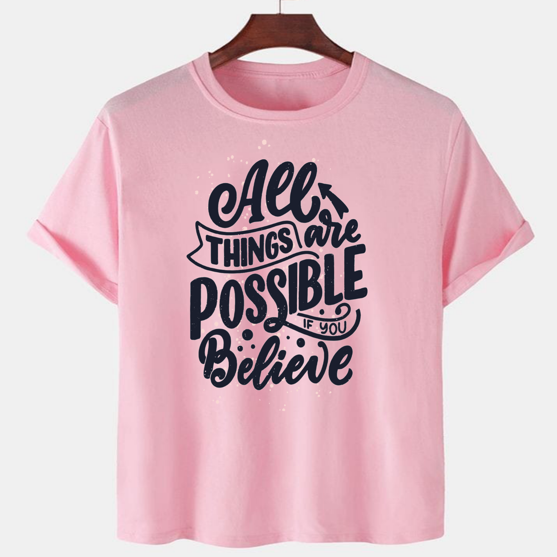 PNK-CTN-H-008.png Pink Unisex Cotton Premium Quality Designer Printed T-Shirt - Image 1