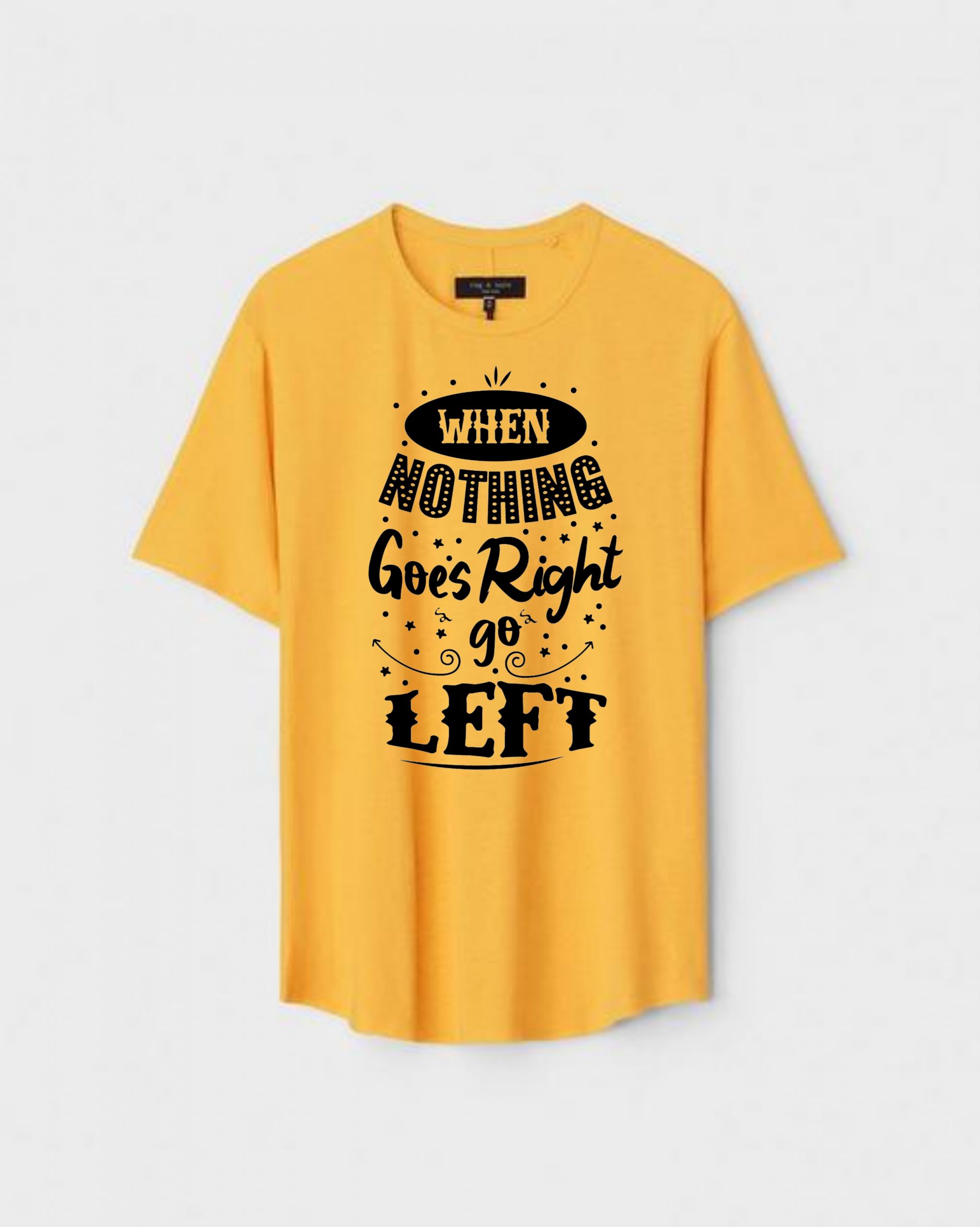 YLW-CTN-A-001-scaled-1.jpg Yellow Unisex Cotton Regular Fit Printed Round Neck T-Shirt - Image 1