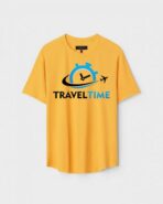 Yellow Unisex Cotton Regular Fit Printed Round Neck T-Shirt
