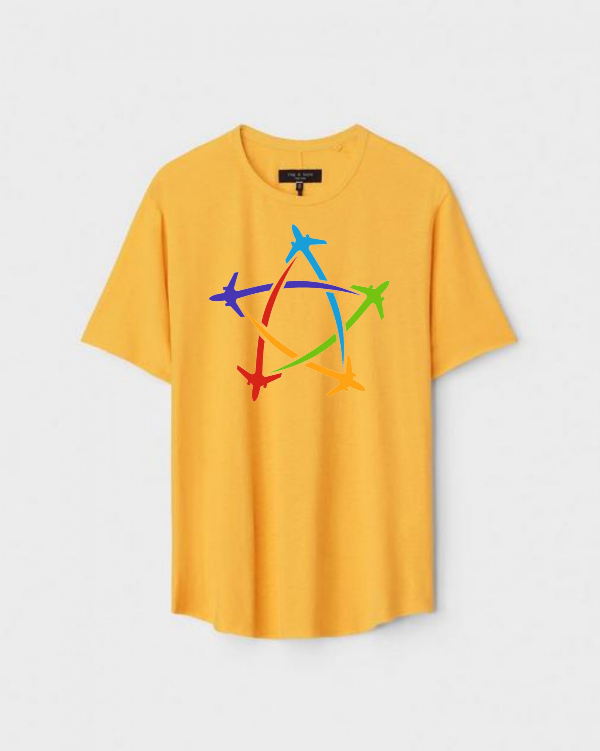 YLW-CTN-A-007-scaled-1.jpg Yellow Unisex Polyster Regular Fit Printed Round Neck T-Shirt - Image 1
