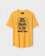 Yellow Unisex Cotton Regular Fit Printed Round Neck T-Shirt