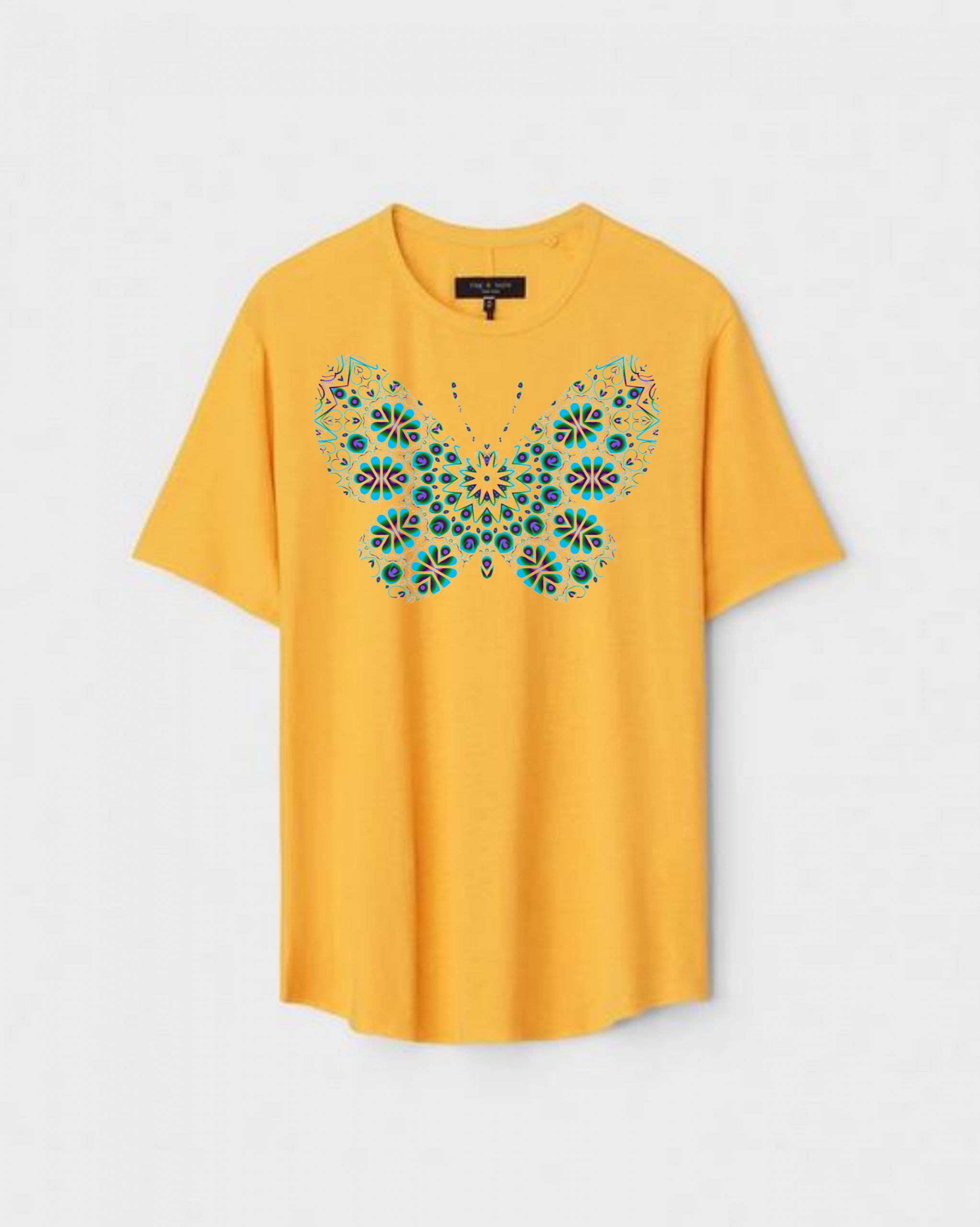 YLW-CTN-B-004-scaled-1.jpg Yellow Unisex Polyster Regular Fit Printed Round Neck T-Shirt - Image 1