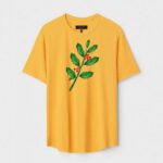 Yellow Unisex DOT KNIT Regular Fit Printed Round Neck T-Shirt