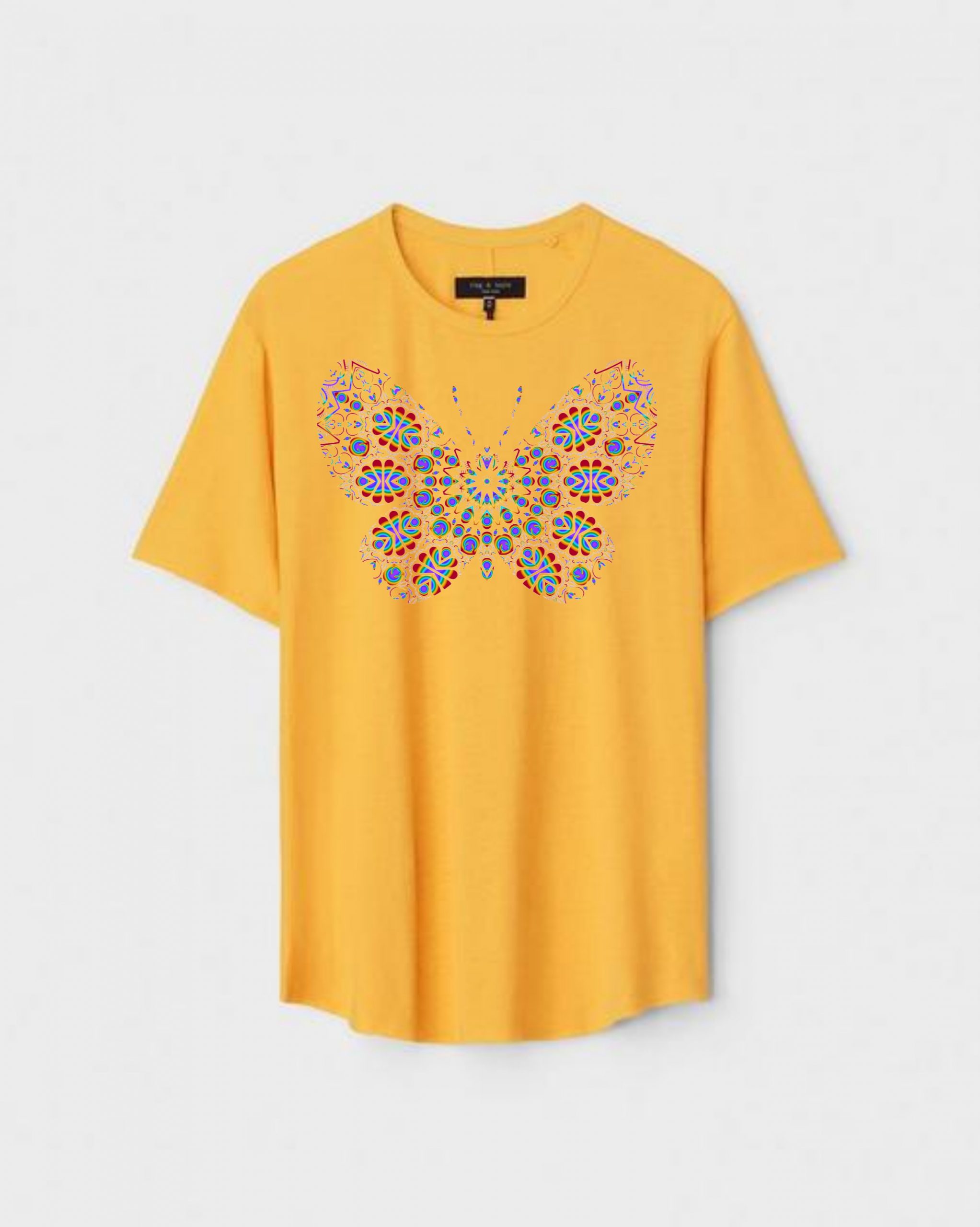 YLW-CTN-C-005-scaled-1.jpg Yellow Unisex DOT KNIT Regular Fit Printed Round Neck T-Shirt - Image 1
