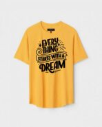Yellow Unisex Polyster Regular Fit Printed Round Neck T-Shirt