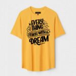 Yellow Unisex Polyster Regular Fit Printed Round Neck T-Shirt