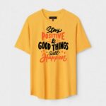 Yellow Unisex Polyster Regular Fit Printed Round Neck T-Shirt