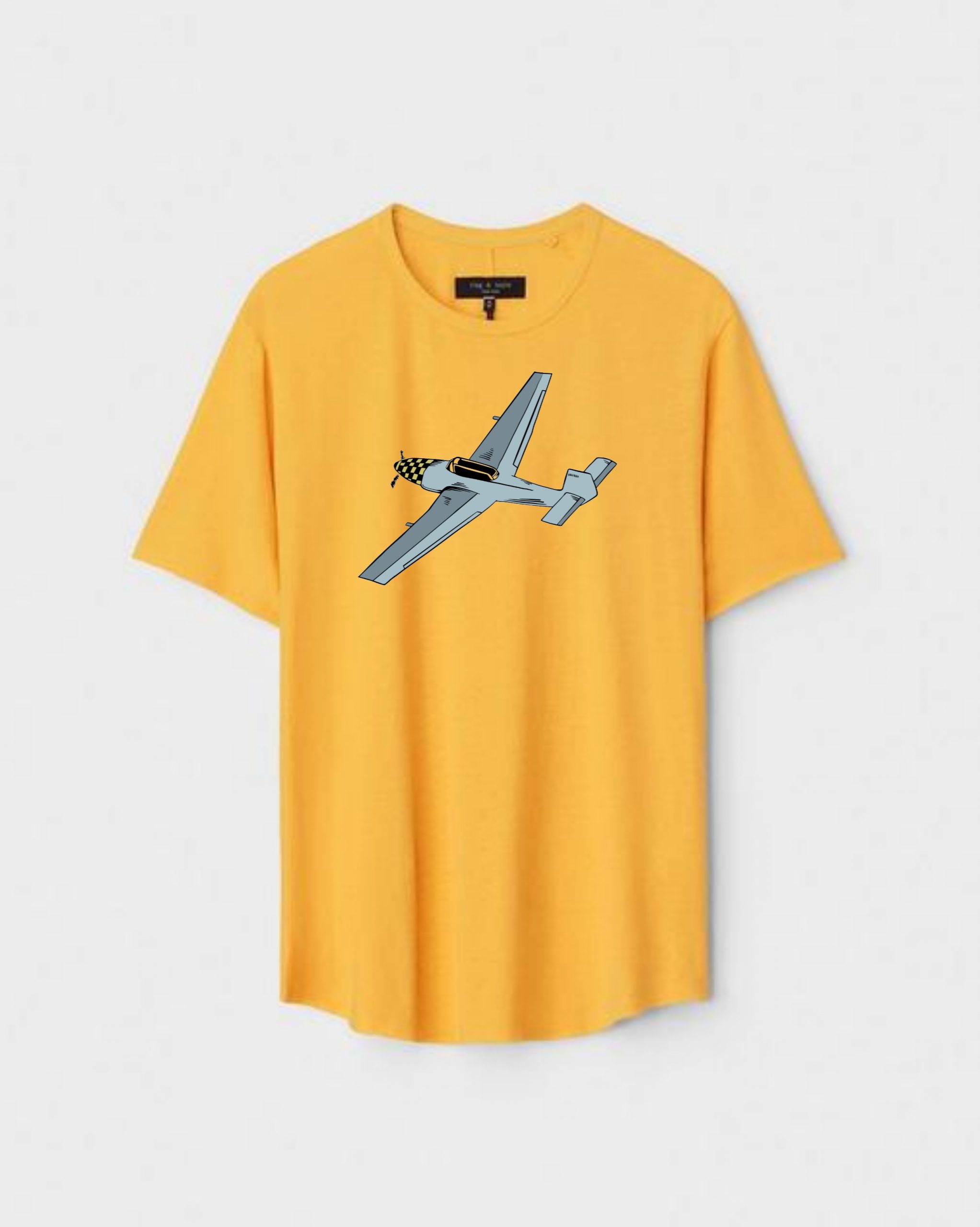 YLW-CTN-E-006-scaled-1.jpg Yellow Unisex Cotton Regular Fit Printed Round Neck T-Shirt - Image 1