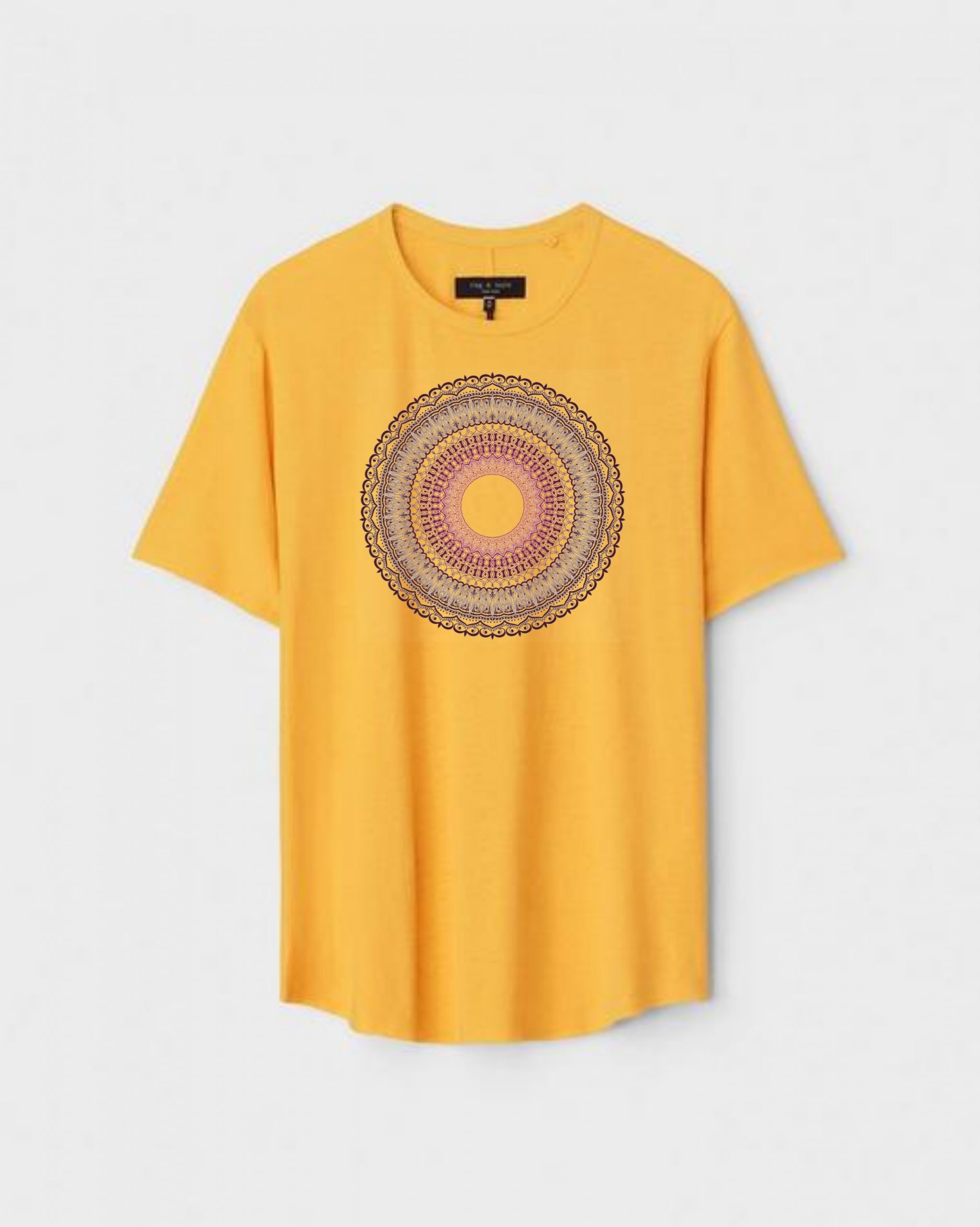 YLW-CTN-F-003-scaled-1.jpg Yellow Unisex Cotton Regular Fit Printed Round Neck T-Shirt - Image 1