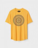 Yellow Unisex Cotton Regular Fit Printed Round Neck T-Shirt