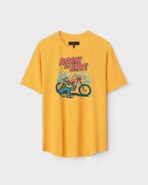 Yellow Unisex Cotton Regular Fit Printed Round Neck T-Shirt