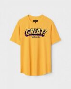 Yellow Unisex Cotton Regular Fit Printed Round Neck T-Shirt