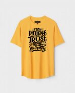 Yellow Unisex Cotton Regular Fit Printed Round Neck T-Shirt