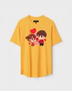 Yellow Unisex Cotton Regular Fit Printed Round Neck T-Shirt