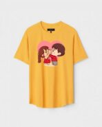 Yellow Unisex Cotton Regular Fit Printed Round Neck T-Shirt