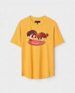 Yellow Unisex Cotton Regular Fit Printed Round Neck T-Shirt