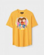 Yellow Unisex Cotton Regular Fit Printed Round Neck T-Shirt
