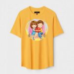 Yellow Unisex Cotton Regular Fit Printed Round Neck T-Shirt