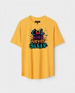 Yellow Unisex Cotton Regular Fit Printed Round Neck T-Shirt