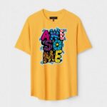 Yellow Unisex Cotton Regular Fit Printed Round Neck T-Shirt