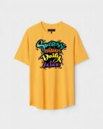 Yellow Unisex Cotton Regular Fit Printed Round Neck T-Shirt