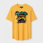 Yellow Unisex Cotton Regular Fit Printed Round Neck T-Shirt