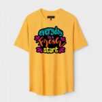 Yellow Unisex Cotton Regular Fit Printed Round Neck T-Shirt