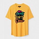 Yellow Unisex Cotton Regular Fit Printed Round Neck T-Shirt