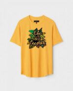Yellow Unisex Cotton Regular Fit Printed Round Neck T-Shirt