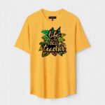 Yellow Unisex Cotton Regular Fit Printed Round Neck T-Shirt