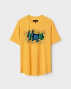 Yellow Unisex Cotton Regular Fit Printed Round Neck T-Shirt