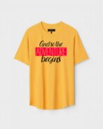 Yellow Unisex Cotton Regular Fit Printed Round Neck T-Shirt
