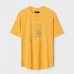 Yellow Unisex DOT KNIT Regular Fit Printed Round Neck T-Shirt