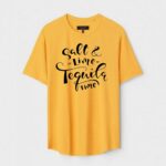 Yellow Unisex Cotton Regular Fit Printed Round Neck T-Shirt
