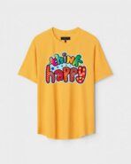 Yellow Unisex Cotton Regular Fit Printed Round Neck T-Shirt