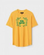 Yellow Unisex Polyster Regular Fit Printed Round Neck T-Shirt