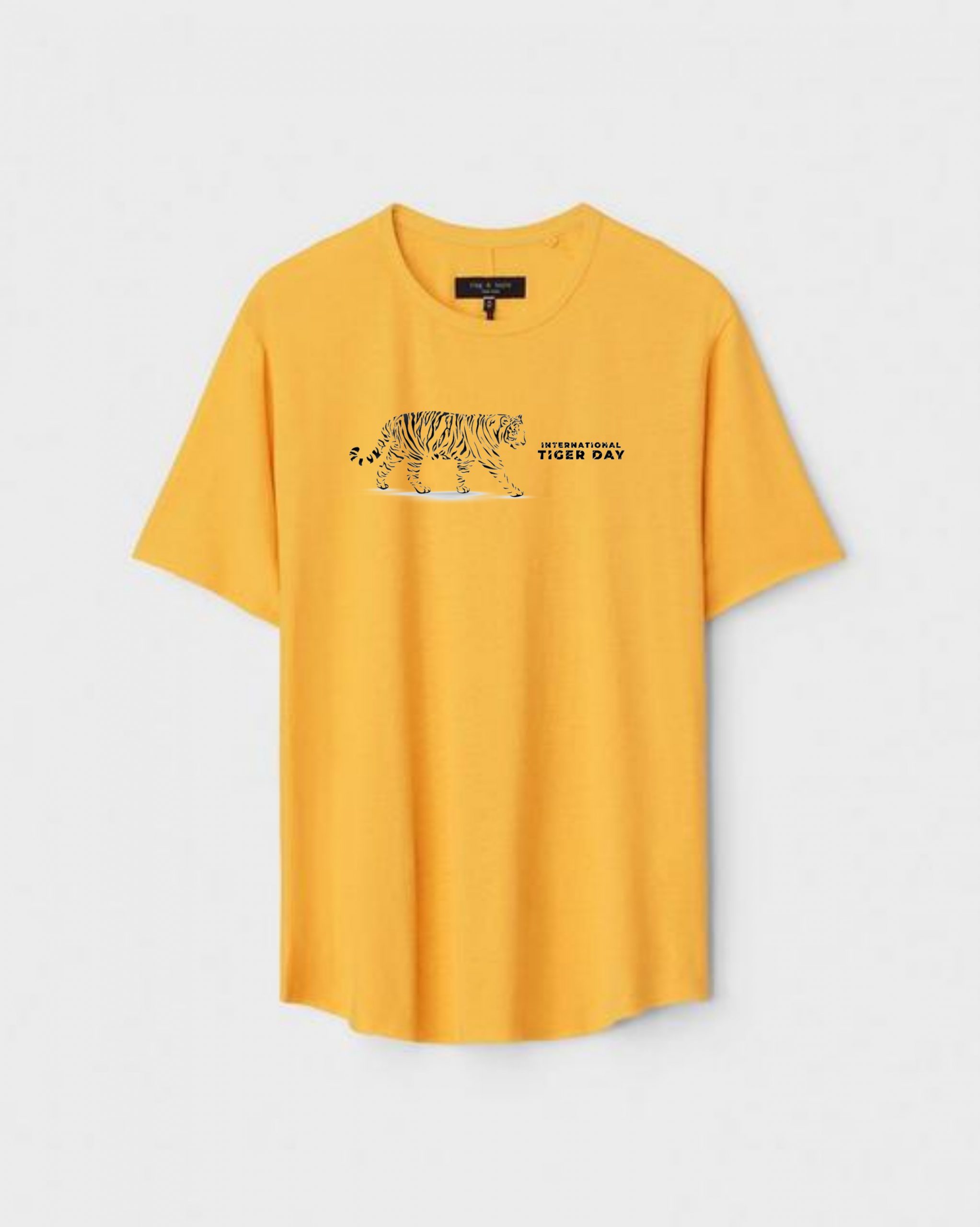 YLW-CTN-Q-005-scaled-1.jpg Yellow Unisex Polyster Regular Fit Printed Round Neck T-Shirt - Image 1