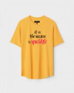 Yellow Unisex Polyster Regular Fit Printed Round Neck T-Shirt