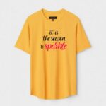Yellow Unisex Polyster Regular Fit Printed Round Neck T-Shirt