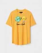Yellow Unisex Cotton Regular Fit Printed Round Neck T-Shirt