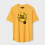 Yellow Unisex Polyster Regular Fit Printed Round Neck T-Shirt