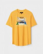 Yellow Unisex Polyster Regular Fit Printed Round Neck T-Shirt