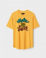 Yellow Unisex Polyster Regular Fit Printed Round Neck T-Shirt
