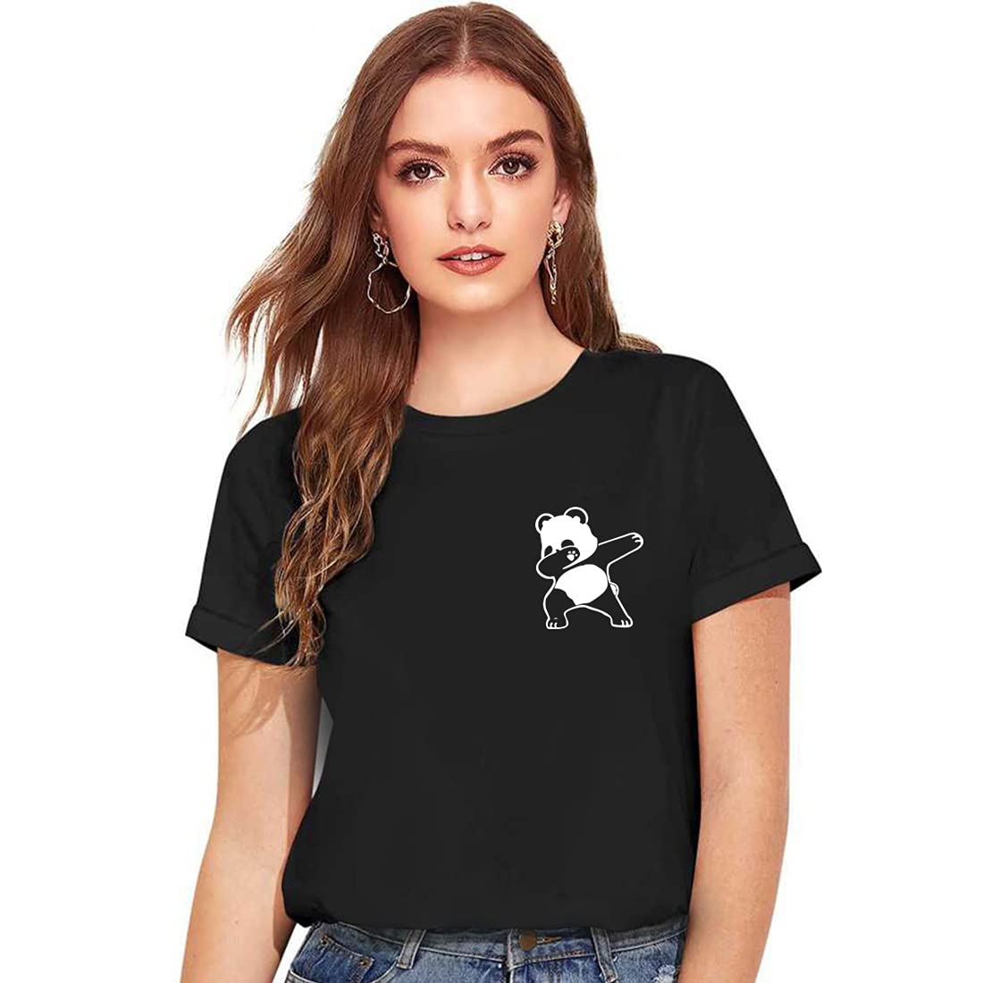 img-19-1.jpg Cotton Regular Fit Printed Round Neck T-Shirt For Women - Image 1