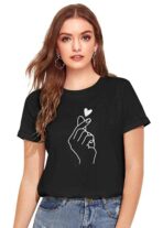 Cotton Regular Fit Printed Round Neck T-Shirt For Women
